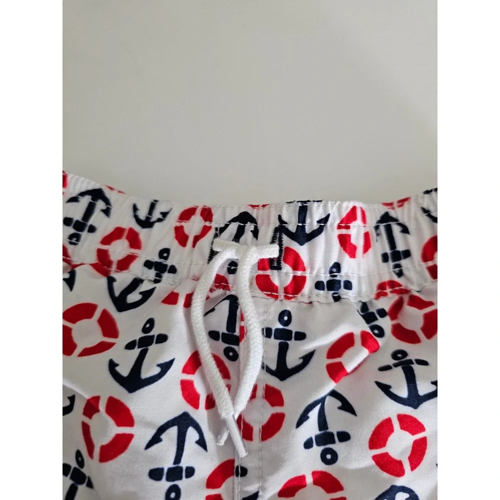 Janie and Jack Kids‎ Nautical Anchor Life Ring Swim Trunks White Red Navy 6-12M